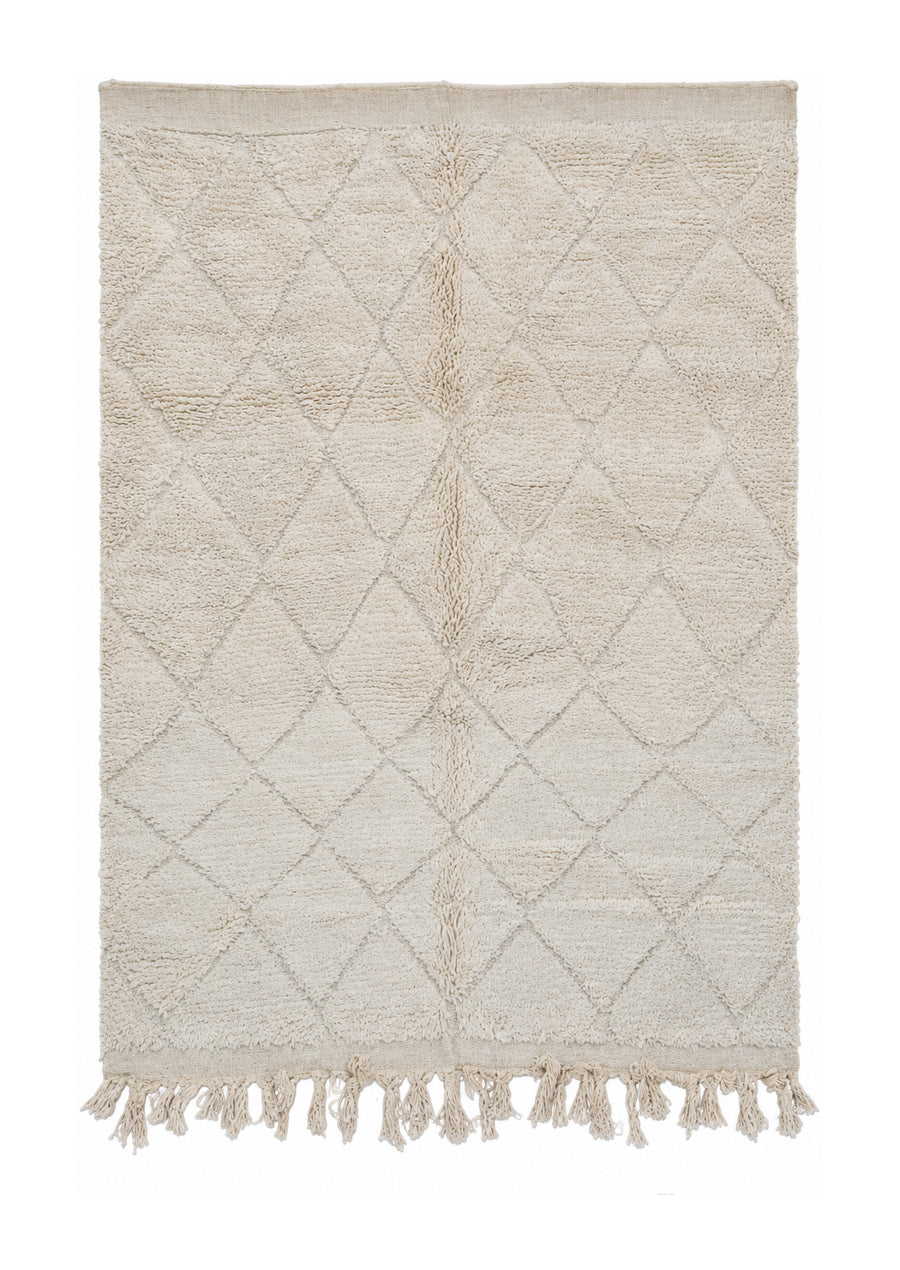 Cream Vintage Beni Ourain Rug with Subtle Diamonds, 270 × 190 cm.