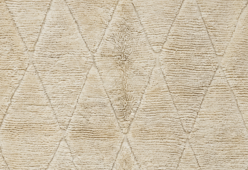 Detail of Cream Vintage Beni Ourain Rug with Tonal Diamonds, 305 × 195 cm.