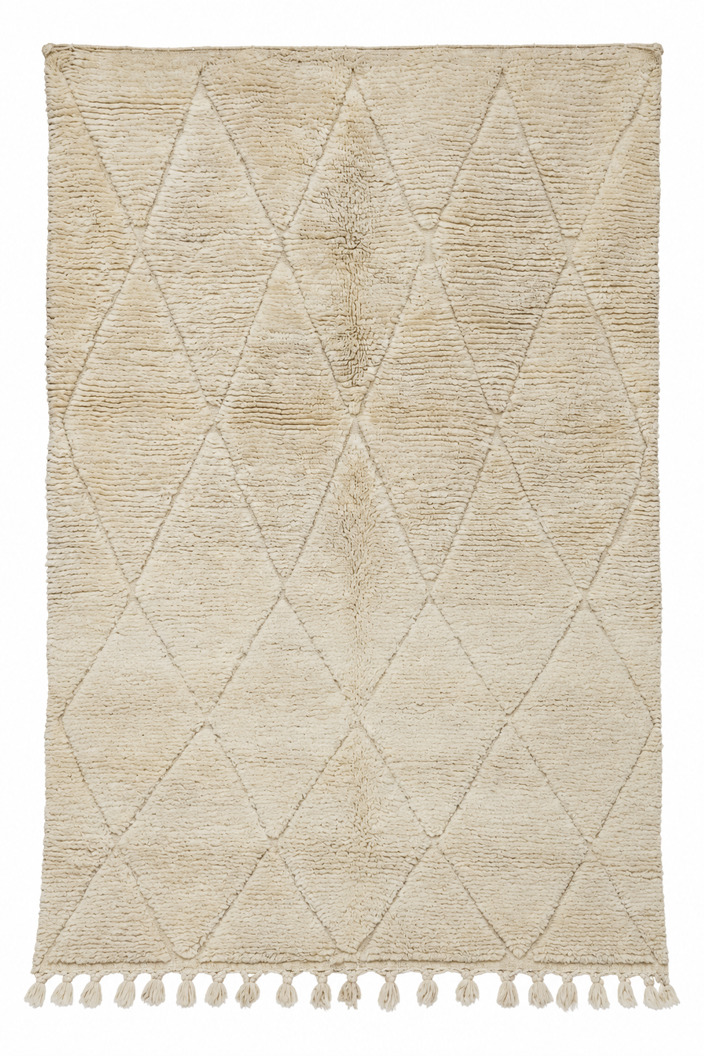 Cream Vintage Beni Ourain Rug with Tonal Diamonds, 305 × 195 cm.