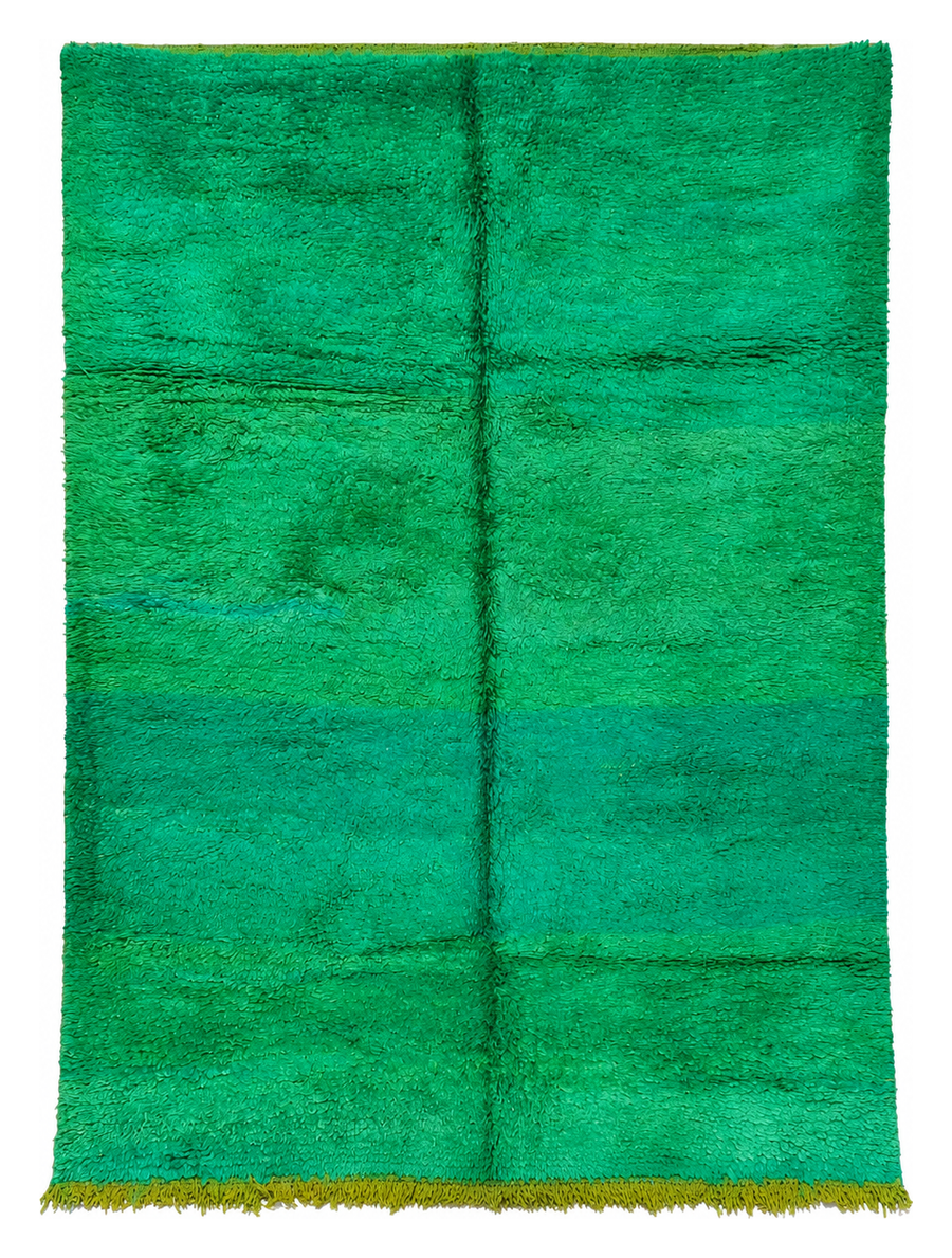 Green Vintage Moroccan Rug with Subtle Tonal Texture, 240 × 168 cm.