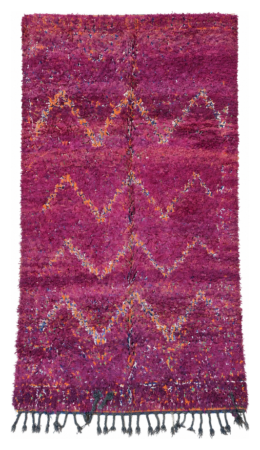 Vintage Berberteppich Magenta mit hellen Rauten, 335 × 174 cm, MF-054 – Gesamtansicht auf weißem Hintergrund