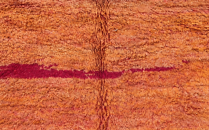 Vintage Berberteppich Orange mit burgunderroten Streifen, 250 × 200 cm, MF-061 – Detailausschnitt des Musters