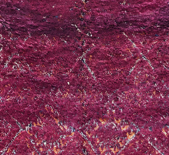 Vintage Berberteppich Pflaume mit dezenten Rauten, 340 × 190 cm, MF-062 – Detailausschnitt des Musters
