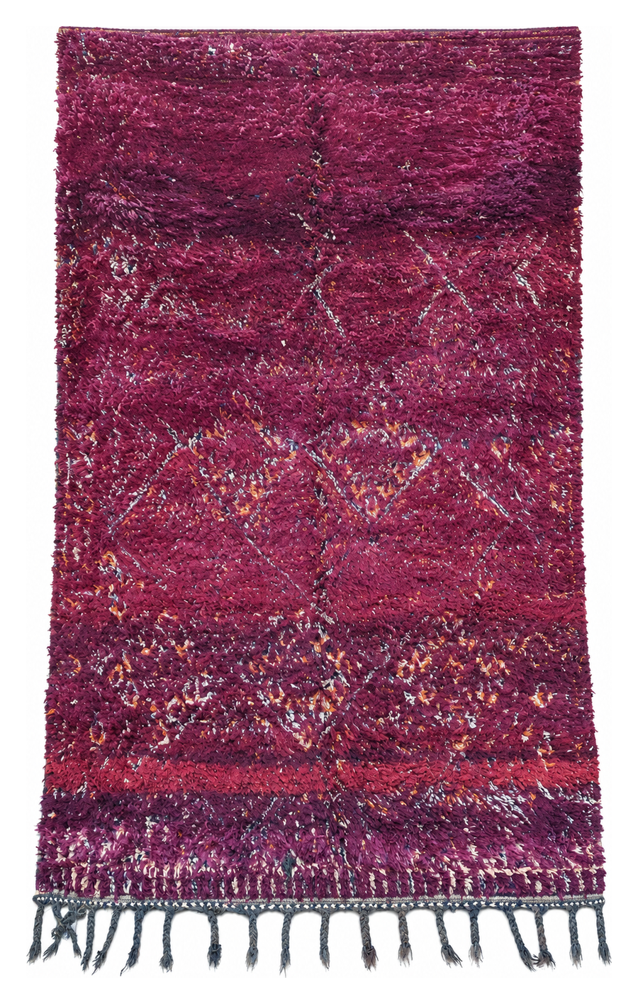 Plum Vintage Moroccan Rug with Subtle Diamonds, 340 × 190 cm.
