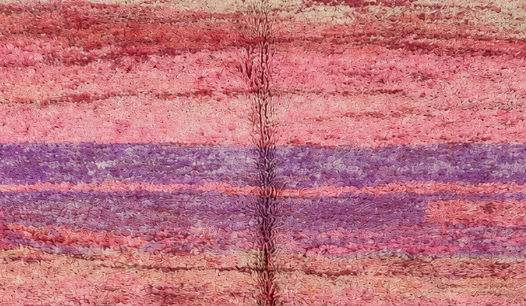 Vintage Berberteppich Rosé-Creme mit Querstreifen, 240 × 220 cm, MF-045 – Detailausschnitt des Musters