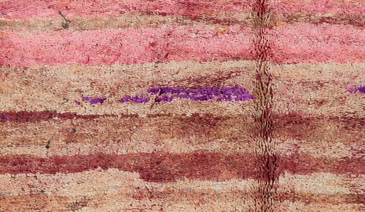Vintage Berberteppich Rosé-Creme mit Querstreifen, 240 × 220 cm, MF-045 – Detailausschnitt der Oberfläche