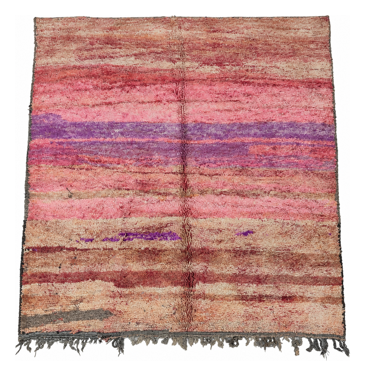 Vintage Berberteppich Rosé-Creme mit Querstreifen, 240 × 220 cm, MF-045 – Gesamtansicht auf weißem Hintergrund