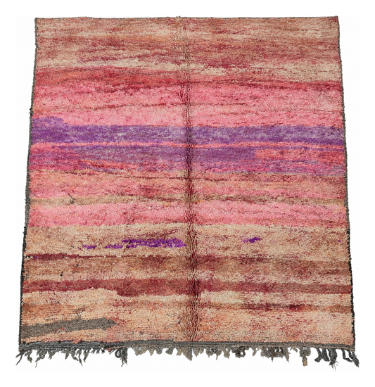 Vintage Berberteppich Rosé-Creme mit Querstreifen, 240 × 220 cm, MF-045 – Gesamtansicht auf weißem Hintergrund