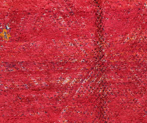 Vintage Berberteppich Rot mit dezenten Rauten, 320 × 210 cm, MF-050 – Detailausschnitt der Oberfläche