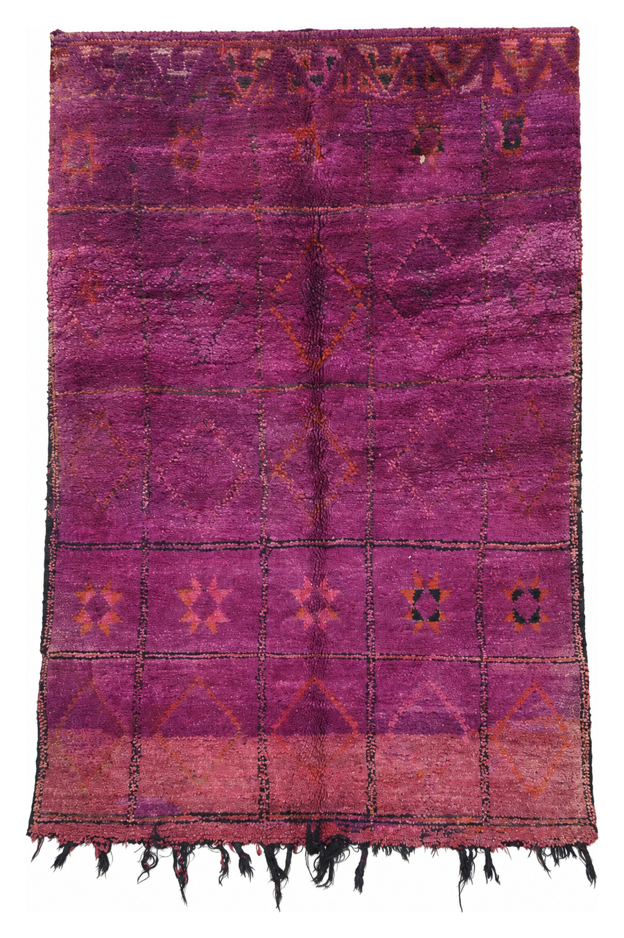 Purple Vintage Moroccan Rug with Freeform Lines, 288 × 180 cm.