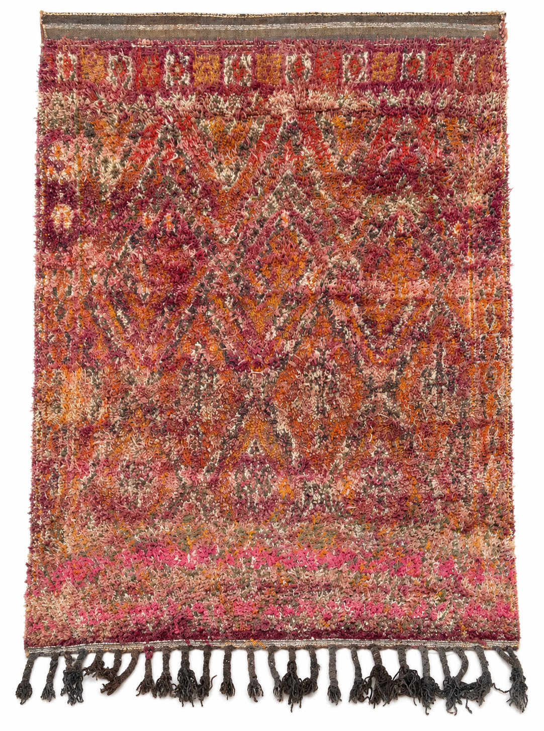 Rust Red Vintage Moroccan Rug with Geometric Pattern, 280 × 196 cm.