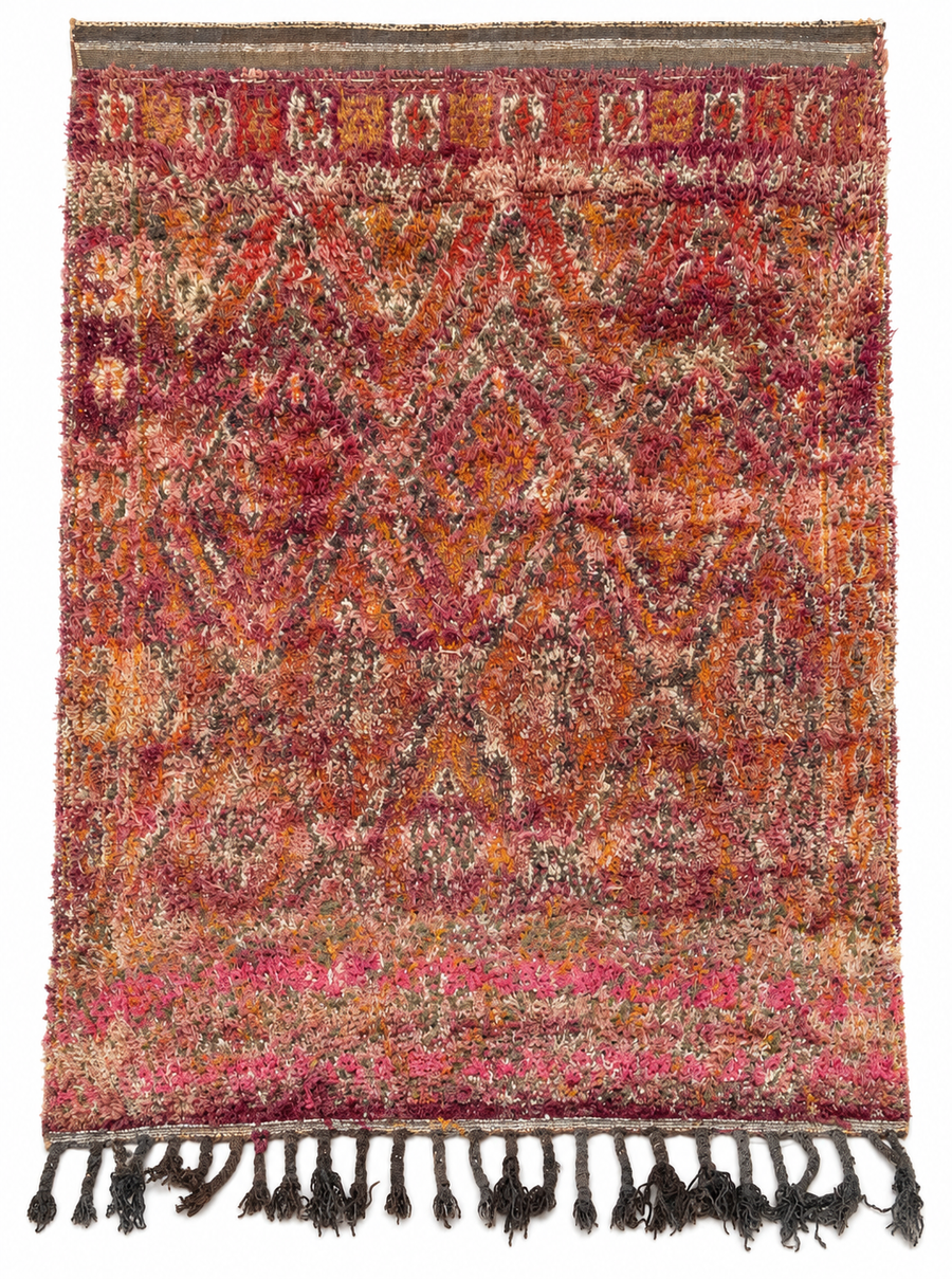 Rust Red Vintage Moroccan Rug with Geometric Pattern, 280 × 196 cm.