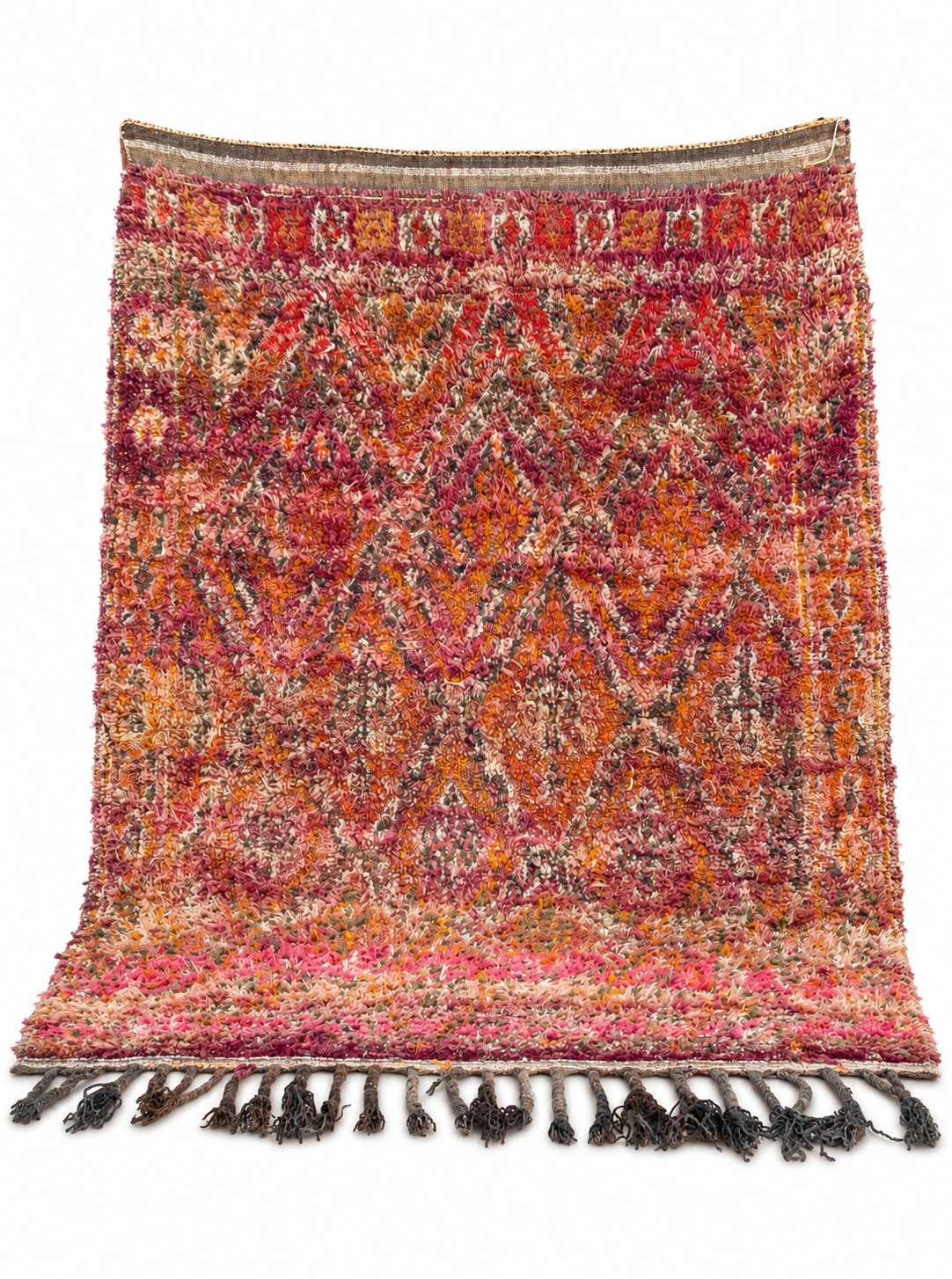 Rust Red Vintage Moroccan Rug with Geometric Pattern, 280 × 196 cm.