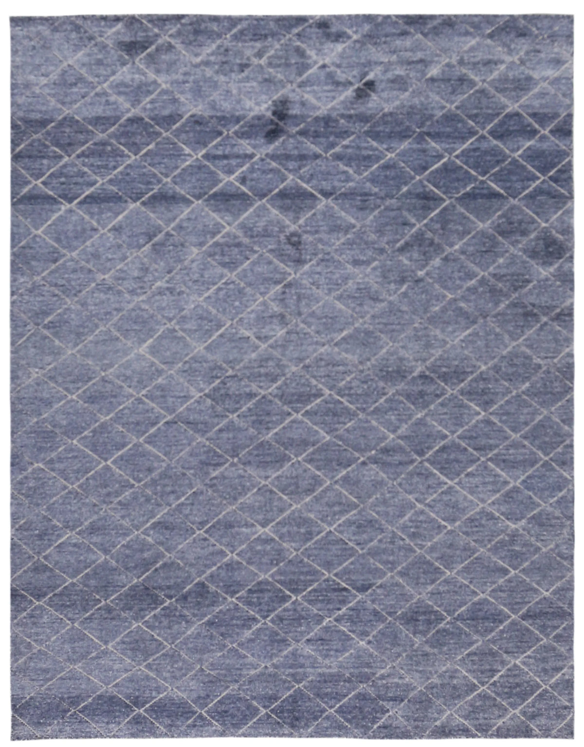 Blauer Orientteppich mit feinem Rautengitter, 300 × 238 cm – Gesamtansicht