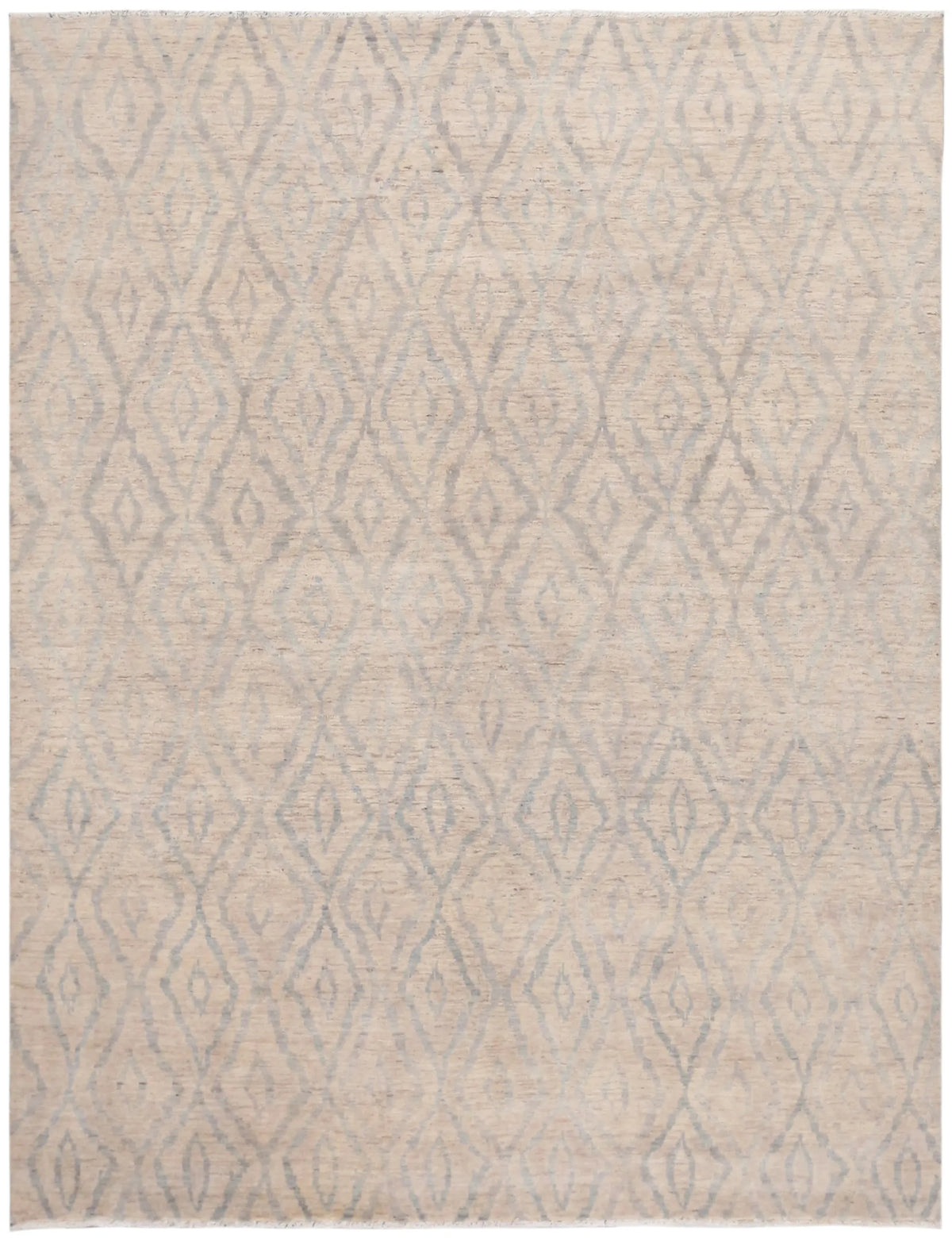 Beiger Orientteppich mit grauem Rautenmuster, 306 × 235 cm – Gesamtansicht