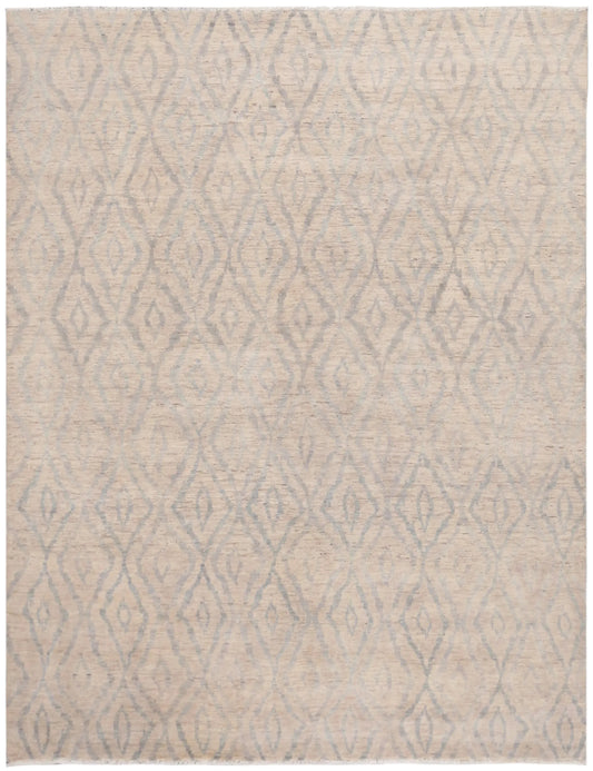 Beiger Orientteppich mit grauem Rautenmuster, 306 × 235 cm – Gesamtansicht