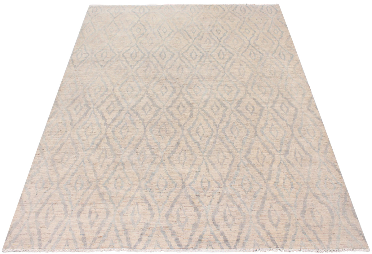 Beiger Orientteppich mit grauem Rautenmuster, 306 × 235 cm – Originalaufnahme 2